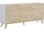 Dmora Credenza Afrodite 43X155X75H Cm Bianco, Apertura Battente 6 Vani