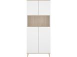 Dmora Credenza Acura 40X80X191H Cm Bianco, Apertura Battente 4 Ante