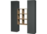 Dmora Credenza Danila 30X40X180H Cm Nero Antracite, Apertura Battente 16 Vani Italy