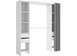 Dmora Guardaroba Grande Era 50X205H Cm Bianco, Appendiabiti 4 Cassetti
