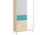 Dmora Credenza Archimede 43X81X137H Cm Bianco, Un Cassetto 4 Vani