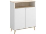 Dmora Credenza Altai 40X80X102H Cm Bianco, Apertura Battente 2 Vani