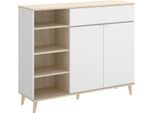 Dmora Credenza Aleandro 40X120X102H Cm Bianco, Un Cassetto 6 Vani