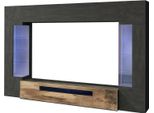 Dmora Parete Attrezzata Arga 40X290X191H Cm Nero Antracite, 18 Vani Apertura Battente E A Ribalta Italy