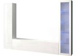 Dmora Parete Attrezzata Felicina 30X260X180H Cm Bianco Lucido, 3 Ante Apertura Battente E A Ribalta Italy