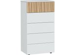 Dmora Cassettiera Asiatica 40X61X109H Cm Bianco, 5 Cassetti Apertura Scorrevole
