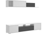 Dmora Parete Attrezzata Abbete 41X200X180H Cm Bianco Lucido, Modulabile Apertura Battente E A Ribalta