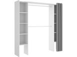Dmora Guardaroba Grande Acron 50X205H Cm Bianco, Appendiabiti Apertura Tenda