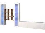 Dmora Parete Attrezzata Atella 30X350X180H Cm Bianco Lucido, 21 Vani Apertura Battente E A Ribalta Italy