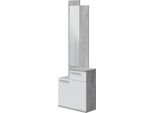 Dmora Mobile Da Ingresso Azzurro 28X61X185H Cm Grigio Cemento, Specchio Incluso 4 Paia