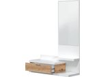 Dmora Mobile Da Ingresso Adina 29X81X116H Cm Bianco, Specchio Incluso Un Cassetto