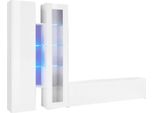 Dmora Parete Attrezzata Arin 30X280X180H Cm Bianco Lucido, 3 Ante Apertura Battente E A Ribalta Italy