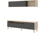 Dmora Parete Attrezzata Arusha 41X180X180H Cm Nero Antracite, Modulabile 5 Vani
