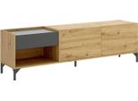 Dmora Mobile Porta Tv Aras 39.3X164X48.6H Cm Marrone Rovere Nodi, Modulabile