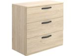 Dmora Cassettiera Alic 44.7X70.4X72.3H Cm Marrone Rovere, 3 Cassetti Apertura Scorrevole
