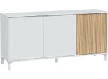 Dmora Credenza Ametista 40X154X74H Cm Bianco, Apertura Push Pull 3 Ante