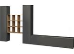 Dmora Parete Attrezzata Genoveffa 30X270X180H Cm Nero Antracite, 21 Vani Apertura Battente E A Ribalta Italy