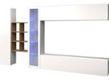 Dmora Parete Attrezzata Alessano 30X280X180H Cm Bianco Lucido, 20 Vani Apertura Battente E A Ribalta Italy