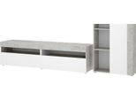 Dmora Parete Attrezzata Aleu 42X265X180H Cm Bianco, Modulabile Apertura Battente E A Ribalta