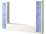 Dmora Parete Attrezzata Leda 30X260X180H Cm Bianco Lucido, 3 Ante Apertura Battente E A Ribalta Italy