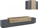 Dmora Parete Attrezzata Alaskino 45X240X180H Cm Nero Antracite, 6 Ante Apertura Battente E A Ribalta Italy
