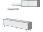 Dmora Parete Attrezzata Kaya 41X200X50H Cm Grigio Cemento, 6 Vani 6 Ante