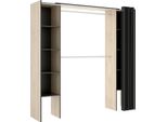 Dmora Guardaroba Grande Acron 50X205H Cm Marrone Rovere, Appendiabiti Apertura Tenda