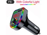 Luminoso Bluetooth Compatibile 5.0 Trasmettitore Fm Automatico A Mani Libere Lettore Mp3 Multifunzione Ricevitore Usb Wireless Caricabatterie Veloce Nero F6