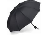 Grande Ombrello Pieghevole Oversize Antivento Resistente Alla Pioggia E Ai Raggi Uv - Nero