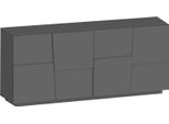 Dmora Credenza Arda 44X200X86H Cm Nero Antracite, Apertura Battente 4 Vani Italy