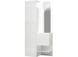 Dmora Mobile Da Ingresso Bauladu 35X90X190H Cm Bianco, Specchio Incluso 12 Vani Italy