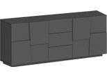 Dmora Credenza Astel 44X220X86H Cm Nero Antracite, 3 Cassetti 4 Vani Italy