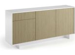 Dmora Credenza Aronne 42X170X78H Cm Bianco, Un Cassetto 4 Vani Italy