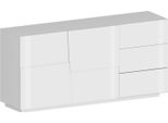 Dmora Credenza Avelignese 44X180X86H Cm Bianco Lucido, 3 Cassetti 2 Vani Italy