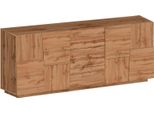 Dmora Credenza Astel 44X220X86H Cm Marrone Rovere, 3 Cassetti 4 Vani Italy