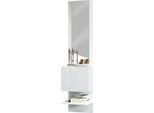 Dmora Mobile Da Ingresso Ivana 35X45X190H Cm Bianco, Specchio Incluso 4 Paia Italy