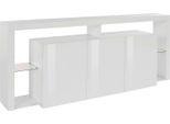 Dmora Credenza Andale 40X200X80H Cm Bianco Lucido, Apertura Battente 3 Ante Italy