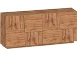 Dmora Credenza Arda 44X200X86H Cm Marrone Rovere, Apertura Battente 4 Vani Italy