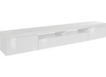 Dmora Mobile Porta Tv Animali 40X240X35H Cm Bianco, Apertura Battente E A Ribalta 6 Vani Italy
