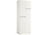 Dmora Armadio Multiuso Grande Attiniaro 37X195H Cm Bianco, 4 Ante Portascope Italy