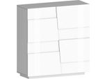 Dmora Armadio Multiuso 2 Ante Aulla 44X126H Cm Bianco, 2 Ante 4 Vani Italy
