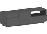 Dmora Mobile Porta Tv Cecia 44X150X46H Cm Nero Antracite, Apertura Battente 2 Vani Italy
