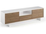 Dmora Mobile Porta Tv Atina 42X170X48H Cm Bianco, Apertura Push Pull 3 Vani Italy