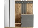 Dmora Mobile Da Ingresso Artin 37.5X187.2X180H Cm Marrone Quercia, Specchio Incluso 20-30 Paia