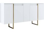Dmora Credenza Arta 35X160X80H Cm Bianco, Apertura Battente 4 Ante
