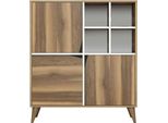 Dmora Credenza Barasso 30X100X115H Cm Bianco, Apertura Battente 8 Vani