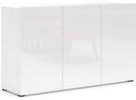 Dmora Credenza Amelyah 38X135X79H Cm Bianco Lucido, Apertura Battente 4 Vani Italy