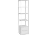 Dmora Libreria Arsim 39X39X169H Cm Bianco, 2 Cassetti 3 Ripiani