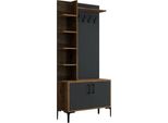 Dmora Mobile Da Ingresso Anja 35X90X200H Cm Marrone Noce, Appendiabiti 9 Vani