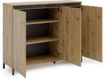 Dmora Credenza Averara 110X138X40H Cm Bianco, Apertura Battente 6 Vani Italy